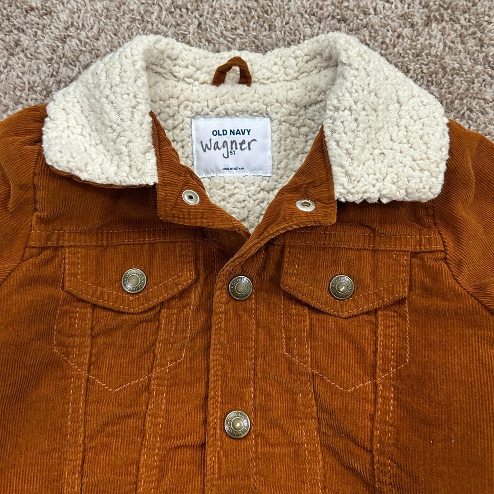 Old Navy Kids Corduroy Sherpa‎ Lined Trucker Jacket I Rust I Size 5T